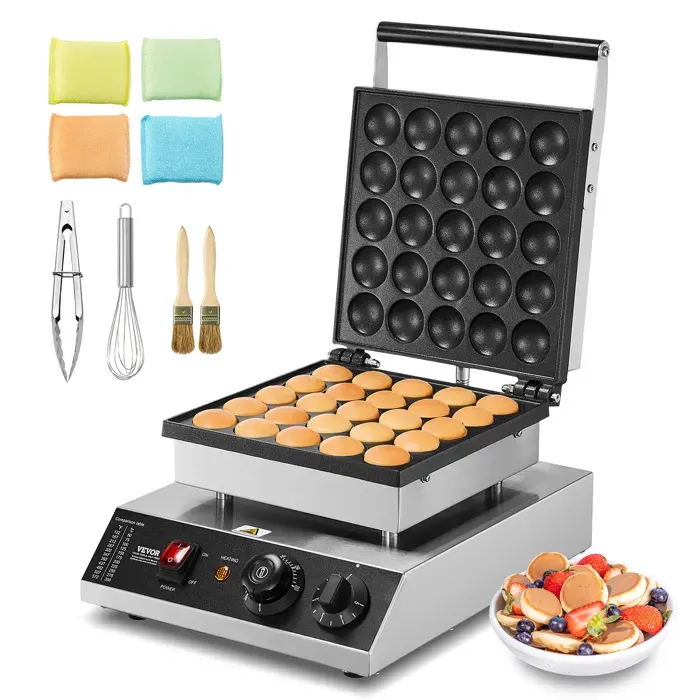 Crêpière commerciale - VEVOR - PC-25-2 - 25 empreintes Ø43 mm - 1700 W - Inox 94 kg