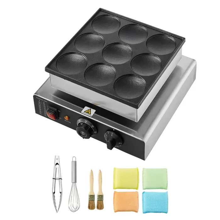 Crêpière - DUOKU - PC-9 - 850 W - Acier Inoxydable Antiadhésif - 76 mm de Diamètre