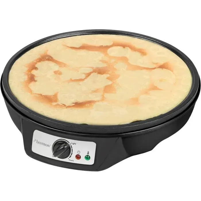 Crêpière électrique - Bestron - Ø 30 cm - 1000 Watts - Revêtement antiadhésif - Noir