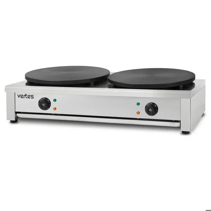 Crêpière électrique double inox 2 plaques 40 cm 2×3000 W température réglable 50–300 °C