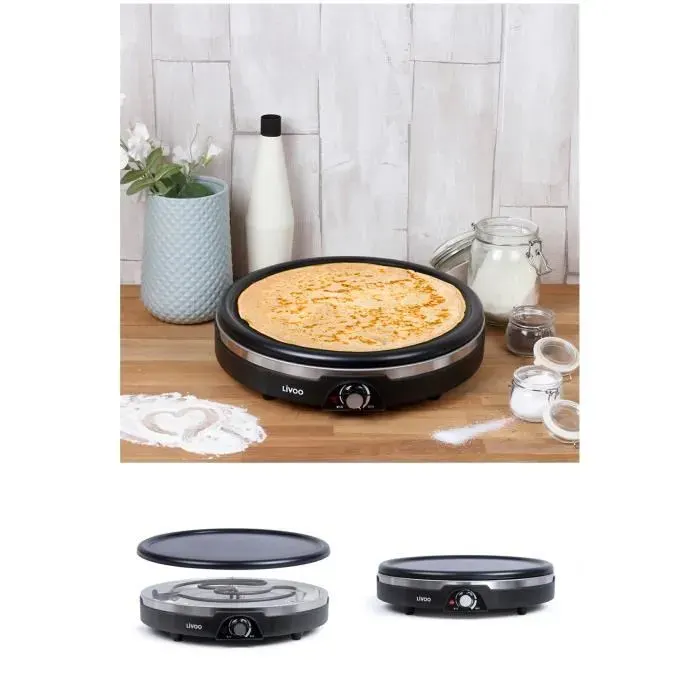 Crêpière Électrique - Haute Qualité - 38 cm - 1350W - Antiadhésif - Thermostat Réglable
