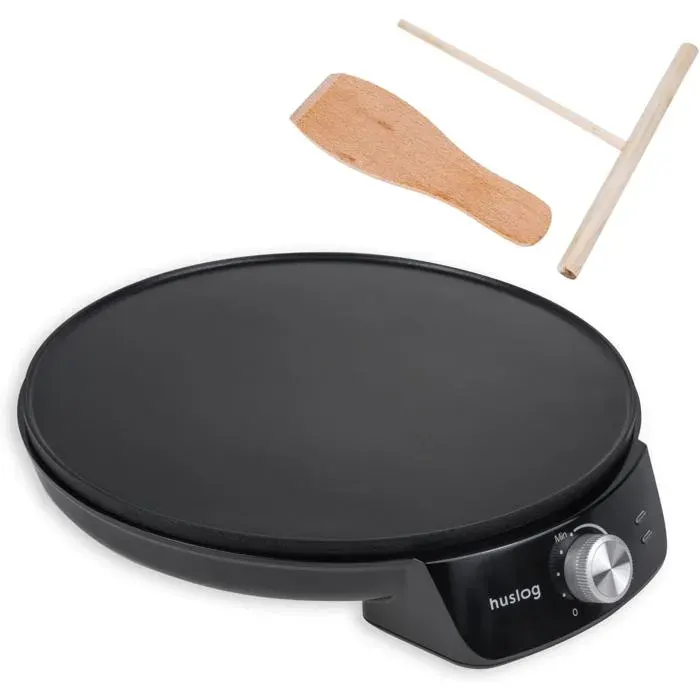 Crêpière électrique - HUSLOG - Ø29 cm - 1200W - Antiadhésive - Température réglable