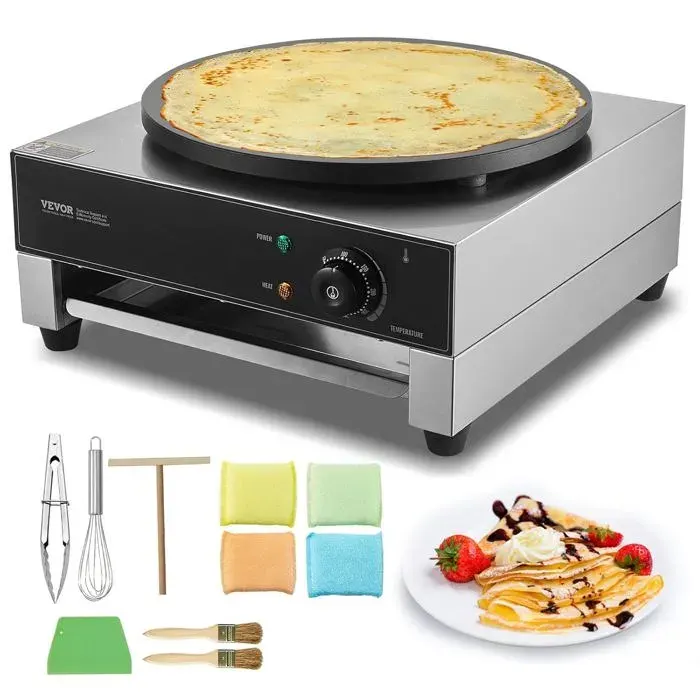 Crêpière Électrique - LASER GENETICS CARRON - 40 cm - Antiadhésive - 1700 W - Contrôle de Température