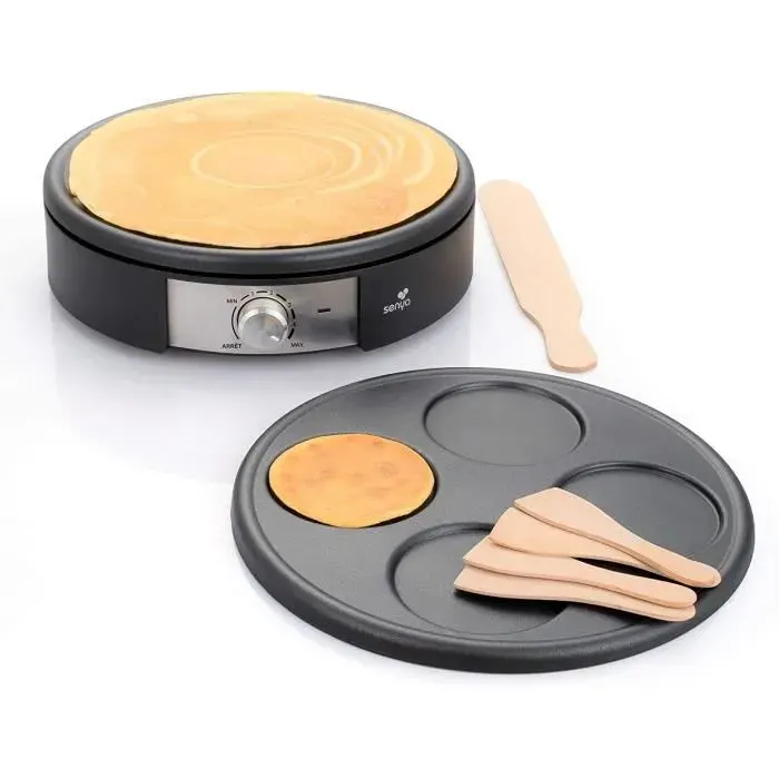 Crêpière électrique - SENYA - Crêpe Time - 1500W - 2 Plaques Interchangeables - Noir — coloris Noire