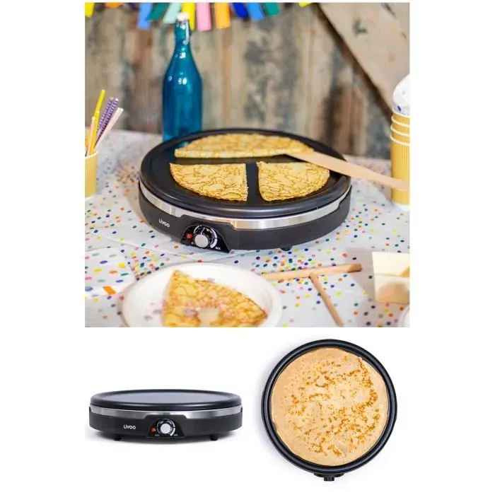 Crêpière Électrique - XXL - 38cm - 1350W - Antiadhésif - Thermostat Réglable