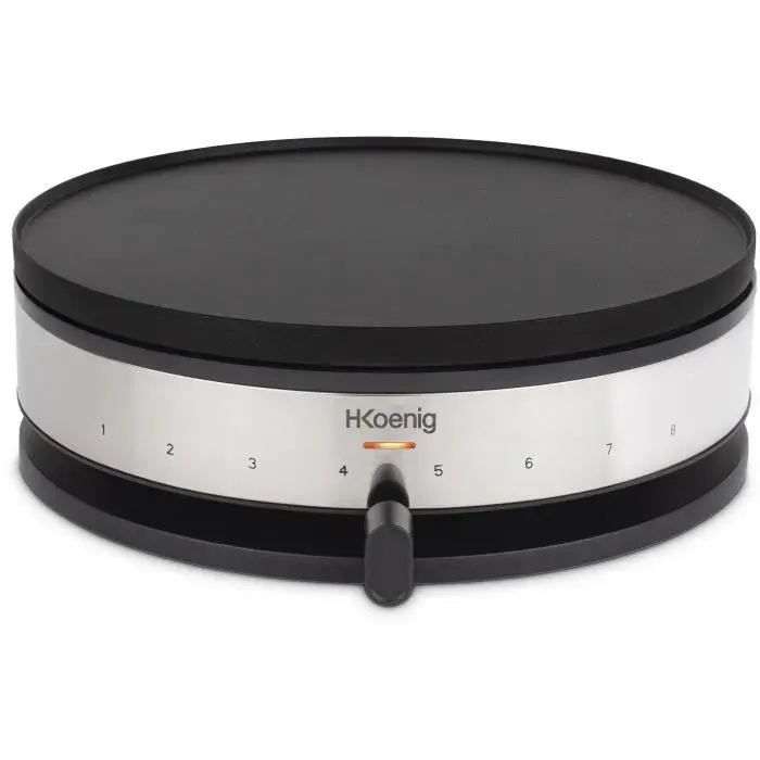Crêpière HKOENIG - KREP56 - Plaque réversible amovible - Surface de cuisson 33 cm - 1500W - Noir/Acier