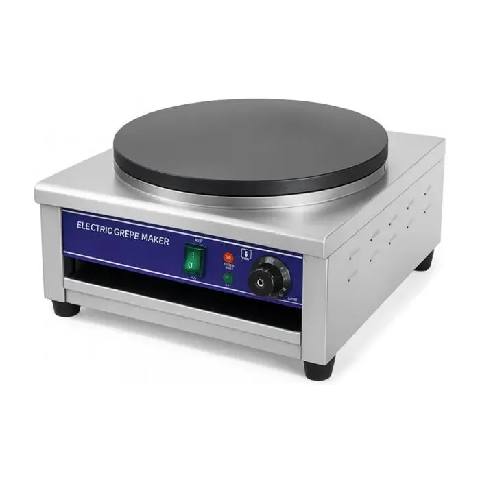 Crêpière professionnelle électrique - 3000W - Plaque fonte 40 cm - Thermostat 50-300°C - Inox