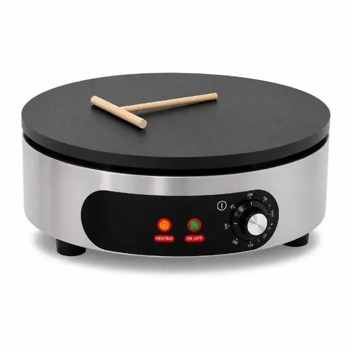 Crêpière ronde professionnelle électrique - 40 cm - Plaque fonte polie - 3000W - Thermostat 50–300°C — coloris Gris