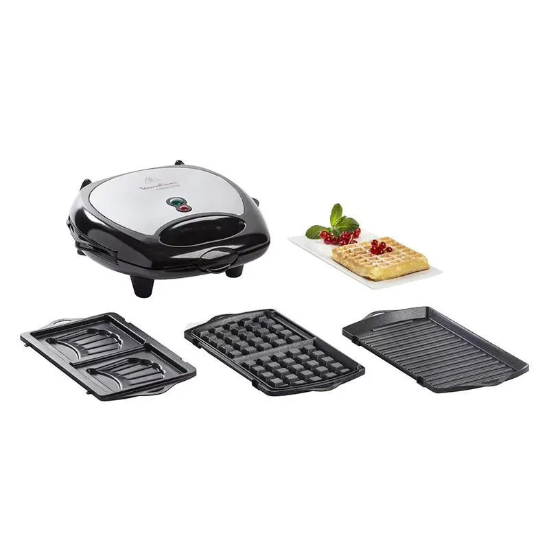 Croque/gaufre/grill Moulinex Sw611812 - 3 En 1 ''break Time'' — coloris Noir
