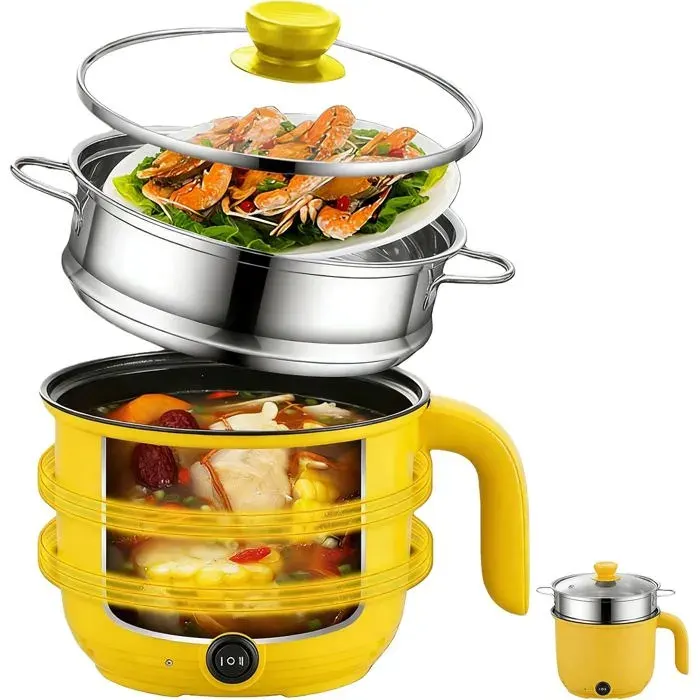 Cu Ur Électrique Hot Pot 15L Petit Cu Ur Électrique Avec Panier Vapeur En Acier Inoxydable 600W Cu Ur Rapide À Nouilles P[AA373]