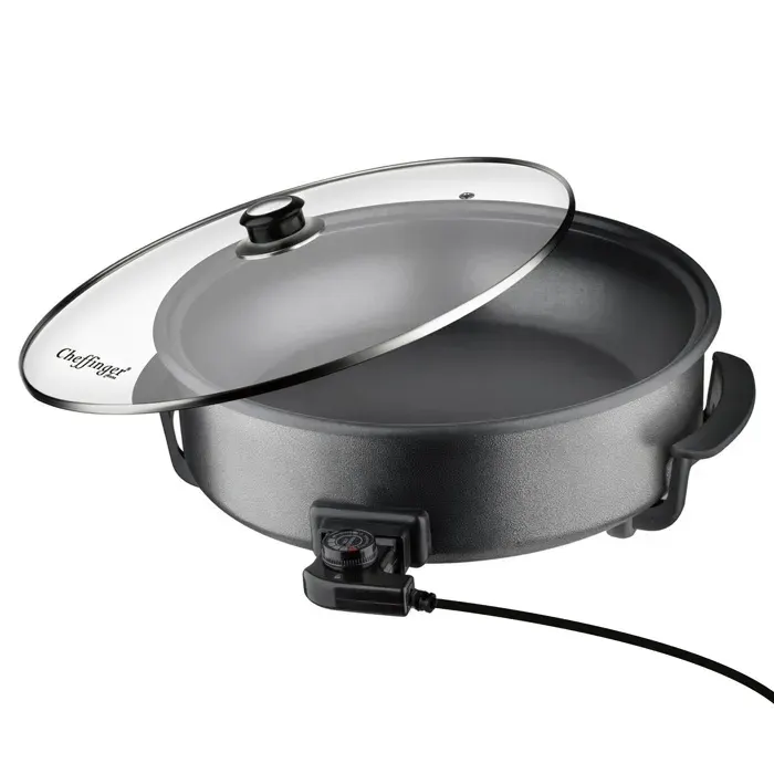 Cuiseur à Pizza - CHEFFINGER - Électrique 42cm - 1500W - Antiadhésif - Thermostat Réglable
