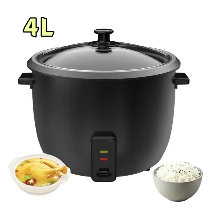Cuiseur à riz 4 L - 700W - cuiseur à riz antiadhésif - cuiseur à riz anti-brûlage à sec - tasse mesurer et cuillère à riz - Noir