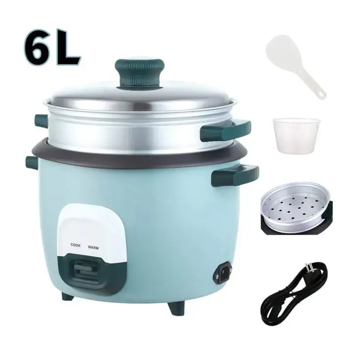 Cuiseur à riz 6 L Cuiseur à riz grande capacité antiadhésif 1000W tasse mesurer cuillère à riz pour cuire riz réchauffer plats