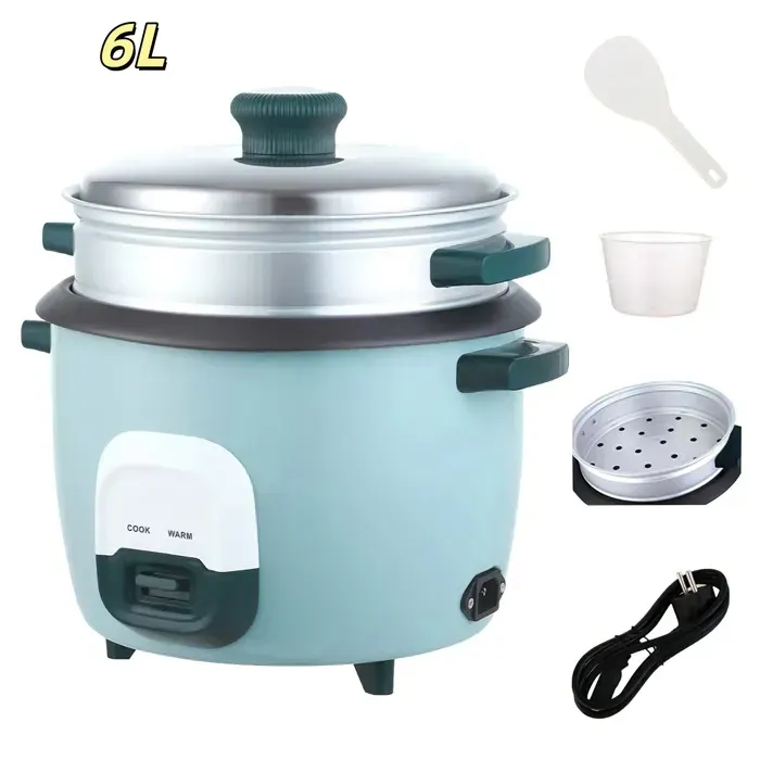 Cuiseur à riz 6 L pour jusquà 12 personnes sans risque de brûlure avec fonction maintien au chaud 1000w acier inoxydable