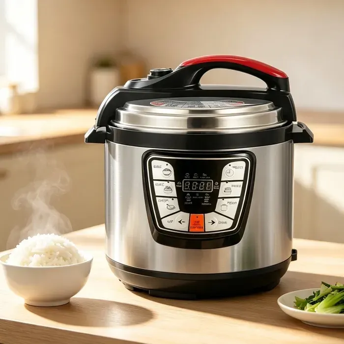 Cuiseur à riz - 6L - 1000W- Affichage LED - Multifonction - Inoxydable - 5 fonctions cuisson - Revêtement antiadhésif - Autocuiseur