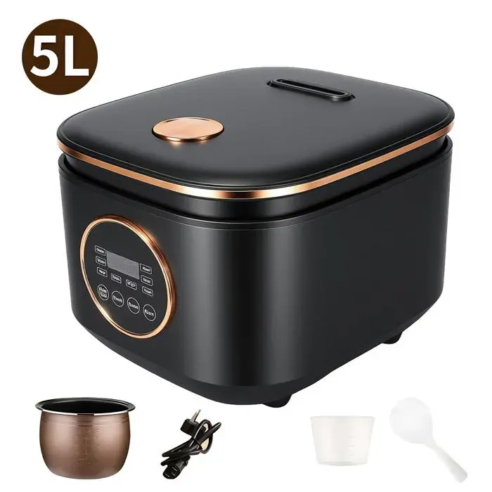 Cuiseur à Riz Automatique 5L 900W/220V 9 Fonctions de Cuisson Pot intérieur antiadhésif acile à Nettoyer Fonctions des boutons
