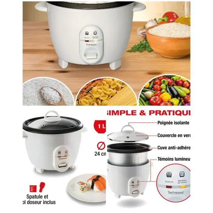 Cuiseur à Riz BLANC 400 W 10 L Blanc servez du riz moelleux et parfaitement cuit Spatule et Bol Doseur