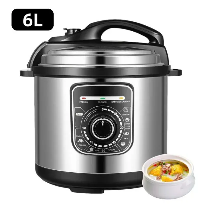 Cuiseur à Riz Électrique 6 L 1000 W avec Cuve en Acier Inoxydable Maintien au Chaud Autocuiseur Multifonctionnel Nettoyage Facile