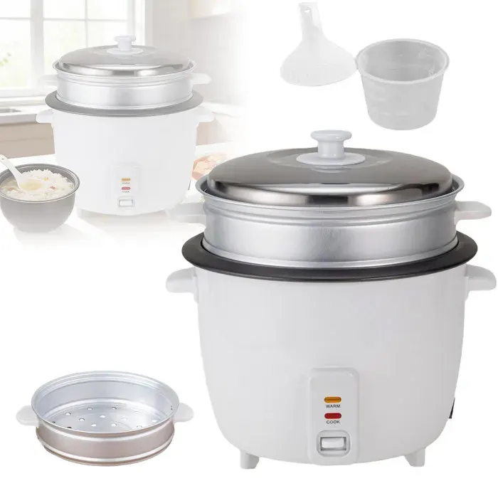 Cuiseur à riz electrique Cuiseur à riz multifonction 3 en 1 - 4L - 750 W - Maintien au Chaud - Acier inoxydable - Blanc