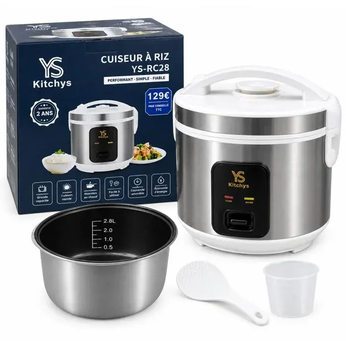 Cuiseur à riz - KITCHYS - YS-RC28 - 28 L - Cuisson automatique - Maintien au chaud