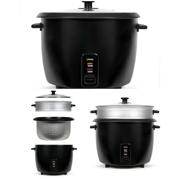 Cuiseur à riz - LIVOO - 28 L - 1000 W - Panier vapeur aluminium - Revêtement antiadhésif — coloris Noir