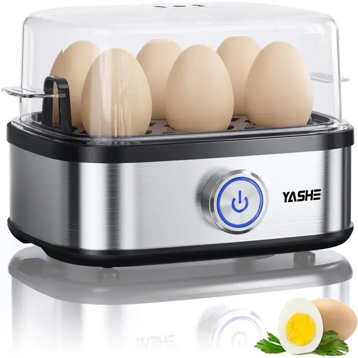 Cuiseur à œufs - YASHE - 400 W - 6 œufs - Acier inoxydable - Arrêt automatique