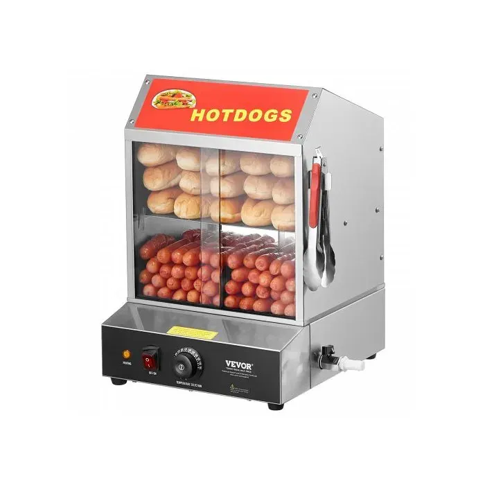 Cuiseur à vapeur Hot-Dogs 27L machine à vapeur Hot-Dogs à 2 niveaux température 30° à 85° chauffe-petits pains électrique