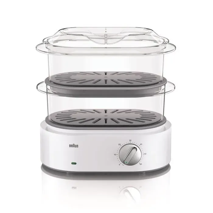 Cuiseur vapeur BRAUN Identity Collection FS5100WH - Blanc - 850W - 3.1L - Turbo vapeur - Cuiseur à œufs