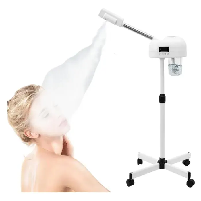 Cuiseur Vapeur Facial Professionnel 42 °C Vapeur Visage Multifonctionnel avec Buse Pivotante à 360 Degrés et Panneau Commande LCD