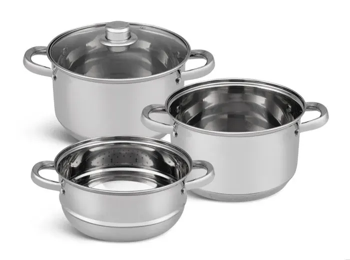 Cuiseur vapeur moderne 4 pièces acier inoxydable induction cadeau cuisine saine EDENBERG EB-8906