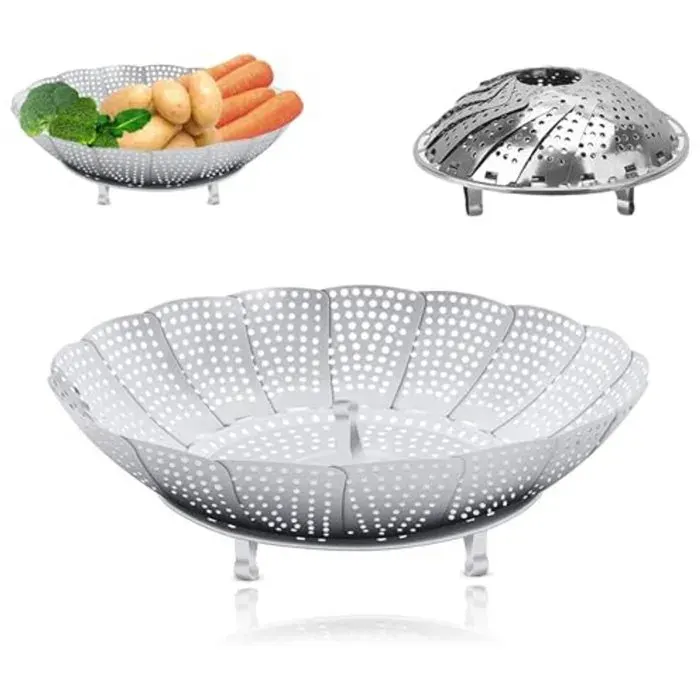 Cuiseur vapeur pliable avec insert vapeur réglable - Solution de cuisson compacte et pratique pour des repas sains