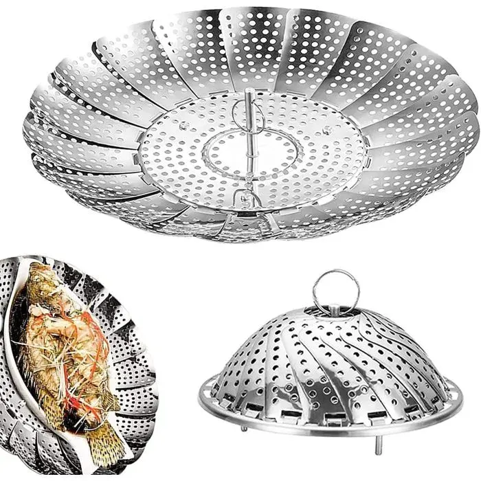 Cuiseur vapeur - PZCC - Pliable - Acier inoxydable - Compatible lave-vaisselle - Qualité alimentaire
