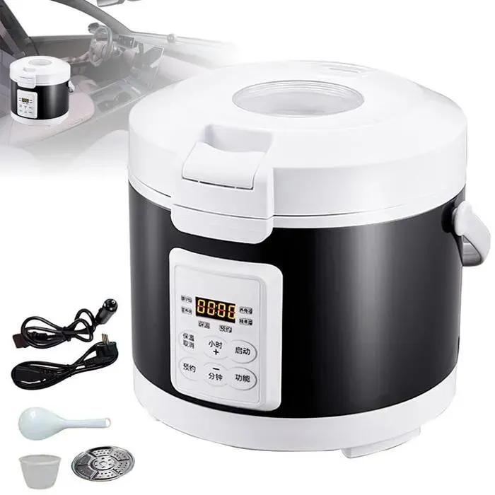 Cuiseurs à riz 3L Mini Cuiseur à Riz électrique pour Voiture fonction chauffante et maintien au chaud pour Col Blanc étudiants