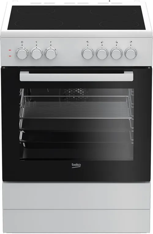 Cuisinière > 60 x 60 x 85 cm 4 Vitrocéramiques Multifonction - Chaleur brassée Litrage (L) : 72 Blanc