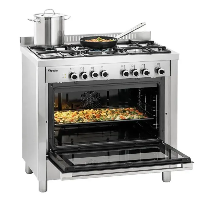 Cuisinière à gaz 5 Feux et Four Multifonction - Bartscher
