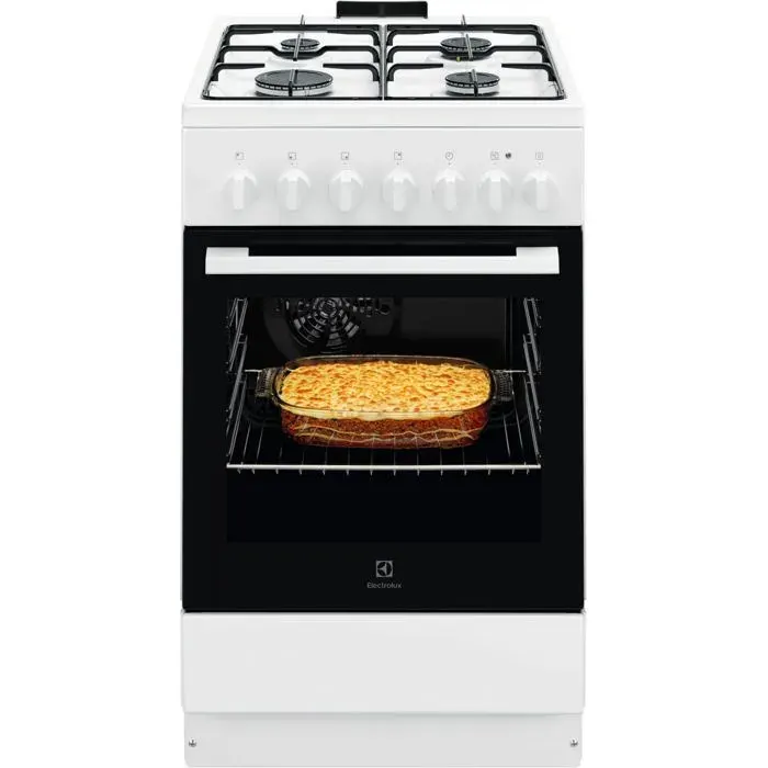 Cuisinière à gaz blanche - Electrolux - Four électrique - Gril électrique - Allumage électrique - Nettoyage facile