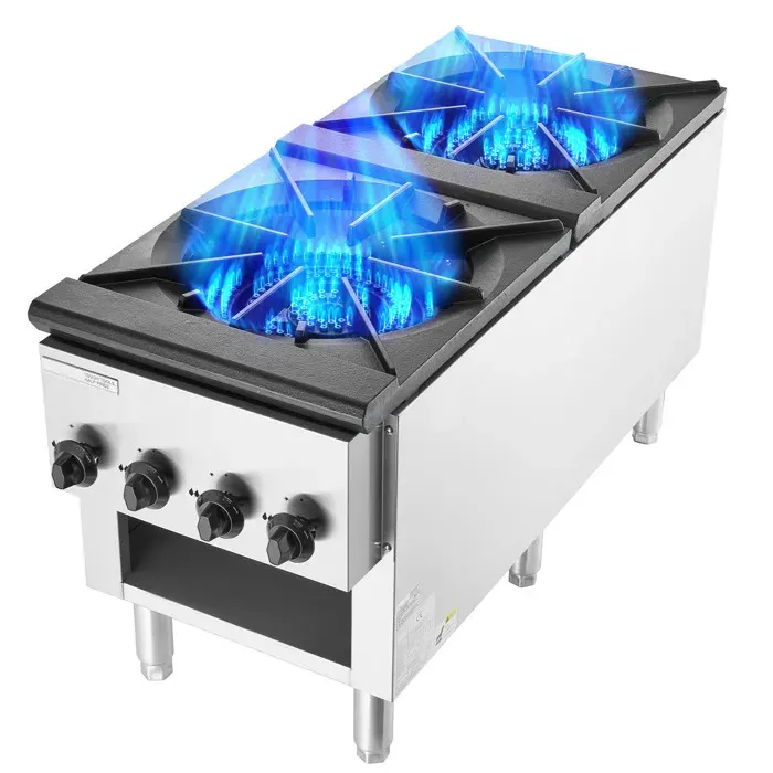 Cuisinière à Gaz - DUOKU - EUGSP-18-25D - 2 Brûleurs - 52 kW - Acier Inoxydable