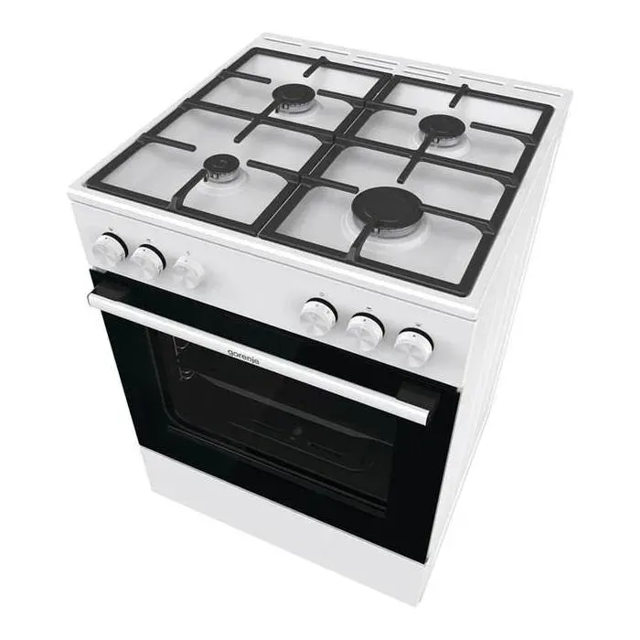 Cuisinière à gaz Gorenje GG6A10WFFM blanche avec four de 72 L