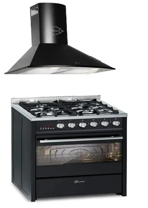 Cuisinière à gaz - GURARI - GCH E 610 BL - Four électrique 60 L - Hotte aspirante 1000m³/h - Noir