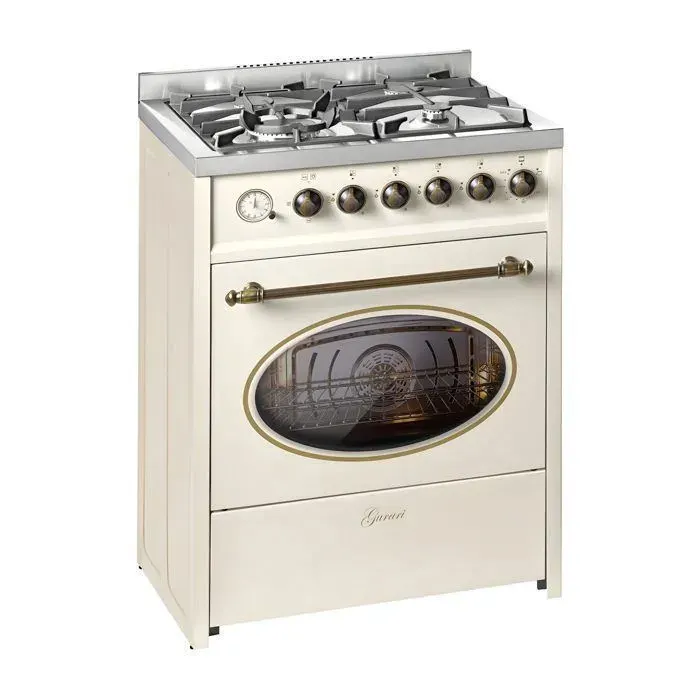 Cuisinière à gaz - GURARI - GCH E 614 Cr. r - 4 feux - Four électrique - Rétro crème 60 cm