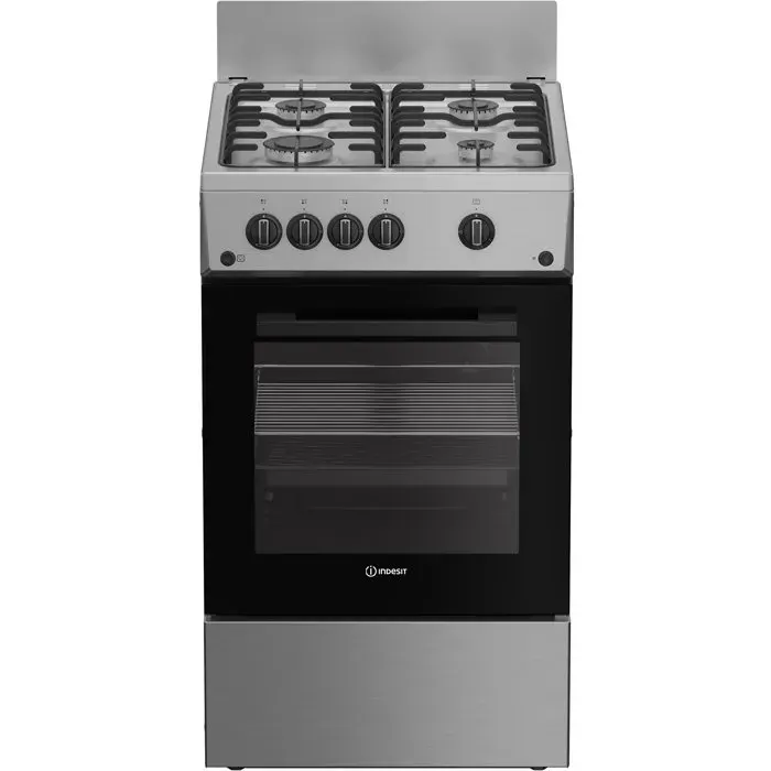 Cuisinière à gaz - INDESIT - I5G1KMS - 4 foyers - 104 KWh - L50 cm - Silver