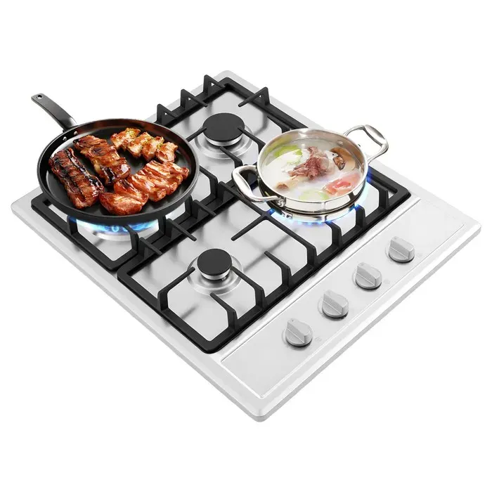 Cuisinière à Gaz Naturel avec 4 Brûleurs - Plaque Gaz de Cuisson - Comptoirs en Acier Inoxydable - Cuisinière à GN de Cuisson