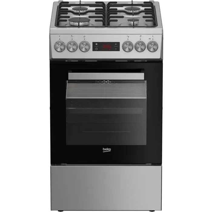 Cuisinière à gaz pose libre - BEKO - Four électrique - Gril électrique - Allumage électrique - Nettoyage à la vapeur