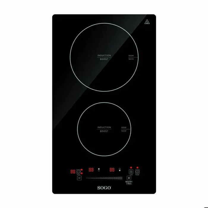Cuisinière à induction à 2 zones avec 9 niveaux de puissance détection automatique des ustensiles minuterie et arrêt automatique