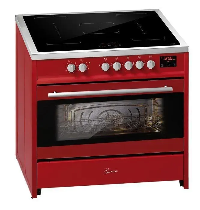 Cuisinière à induction - GURARI - E 913 R - 90 cm - Rouge - Table de cuisson à induction