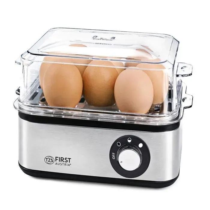 Cuisinière à œufs Électrique - de 1 à 3 œufs 210W -avec Tasse à Mesurer et Pique-oeufs [Max. 8 œufs]