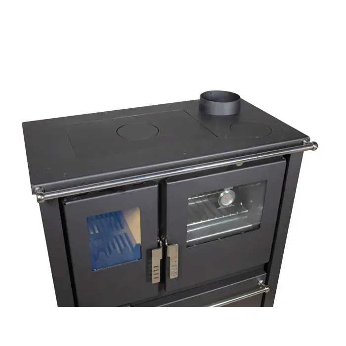 Cuisinière bois Inox CS Plus 77 kW Four & range-bûches