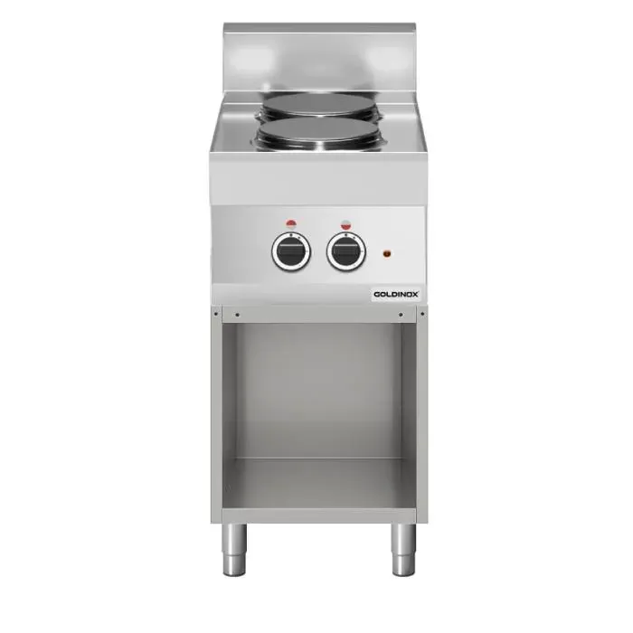 Cuisinière électrique 2 plaques rondes (52 kW) sur pieds PREMIUM - GOLDINOX