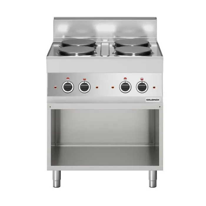 Cuisinière électrique 4 plaques rondes (104 kw) sur pieds PREMIUM - GOLDINOX
