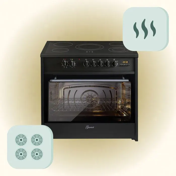 Cuisinière électrique - GURARI - 912 BL - 90cm - Vitrocéramique - Four multifonction — coloris Inox